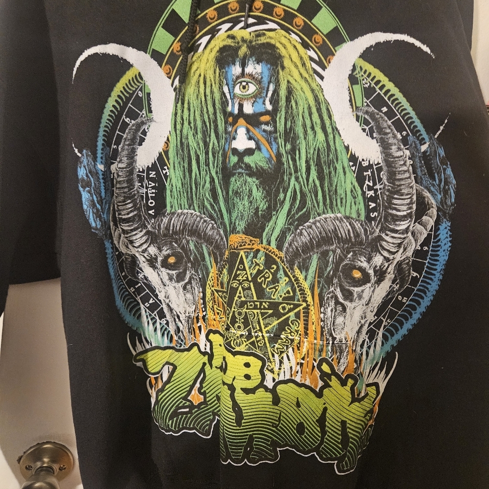 Black Graphic Hoodie with Colorful Design